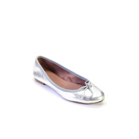

Pre-owned|Bloomingdales Womens Sparkly With Bow Accent Ballet Flats Shoes Silver Size 6