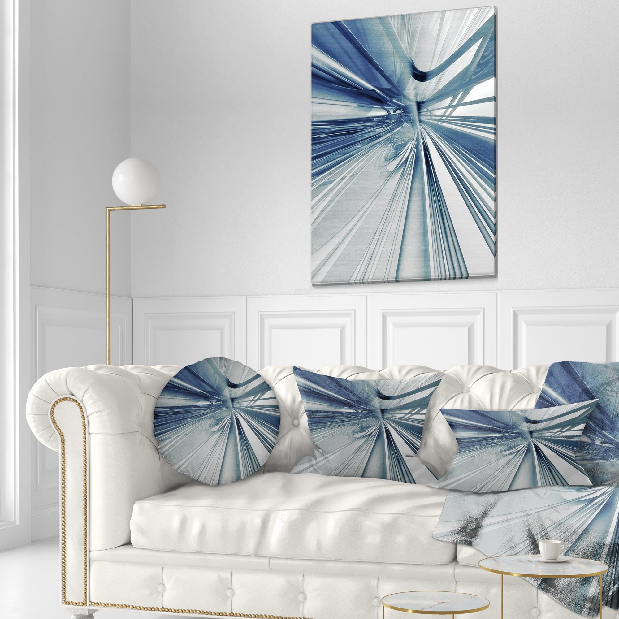 Designart Blue 3D Textured Art - Abstract Throw Pillow - 12x20