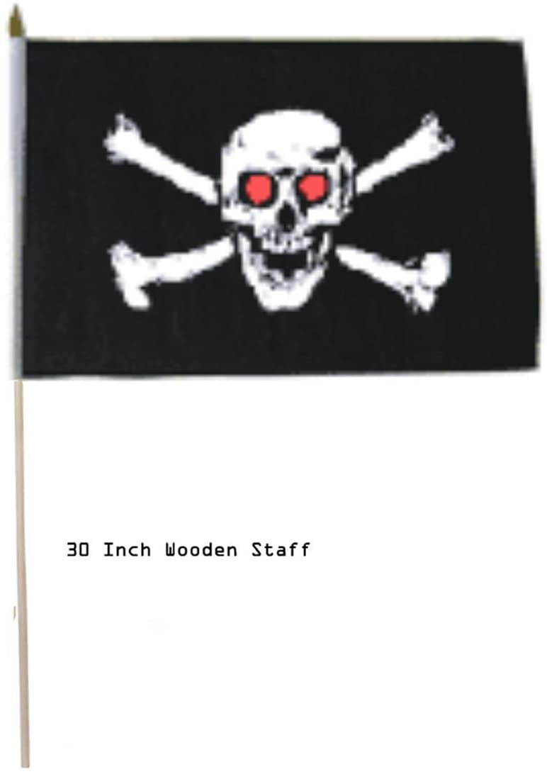 12x18 12"x18" Wholesale Lot of 3 Jolly Roger Pirate Jack Rackham Stick Flag 