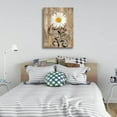 thumbnail image 3 of Flower Canvas Wall Art White Daisy Canvas Picture Farmhouse Wall Decor Vintage Brown Botanical Prints Canvas Artwork for Bathroom Living Room Bedroom Home Decor Framed Ready to Hang 12"x16", 3 of 6