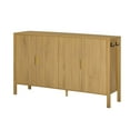 thumbnail image 5 of Euroco 57.5" Sideboard Buffet Cabinet with Storage, Modern Coffee Bar Cabinet with Adjustable Shelves, Aluminum Handles,Back-of-Door Storage Racks & Side Hooks for Living Room,Dining Room,Natural, 5 of 9