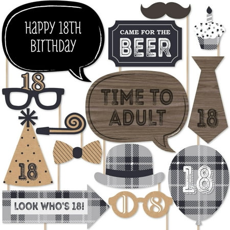 18th Birthday Photo - 18th Milestone Birthday - Photo Booth Props Kit - 20 Count
