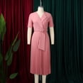 thumbnail image 4 of AURA Plus Size Summer V Neck Pleated A Line Dress High Waist Elegant Midi Party Dress XL XXXL, 4 of 10