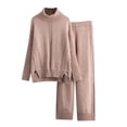 thumbnail image 2 of Lilgiuy Womens Leisure Knit Sets Two Piece Turtleneck Long Sleeve Pullover Sweater Tops Soft Comfort Pants Tracksuit Holiday Gifts, 2 of 5