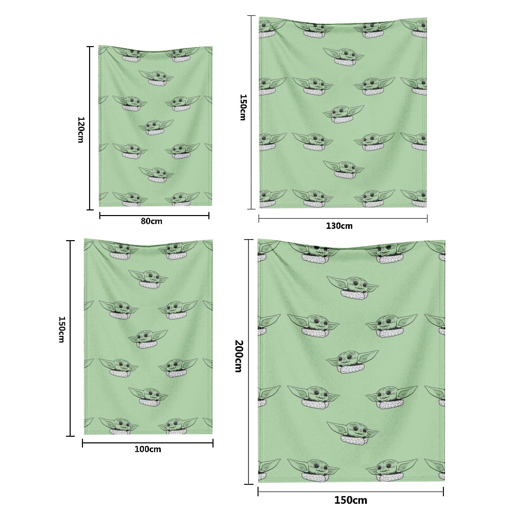 Baby Yoda Cartoon Printed Blanket Flannel Warmth Soft Plush Sofa Bed Plush Blankets Plush