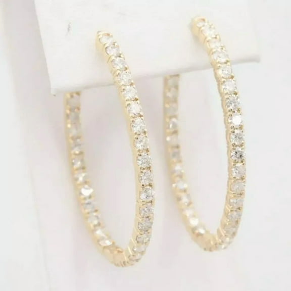 3CT Round Cut Lab Created Diamond Inside-Out Hoop Earrings In 14K Yellow Gold Plated