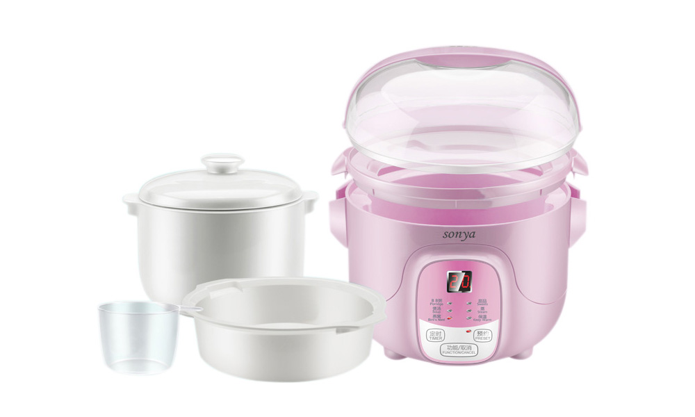 Bonus Pack Sonya Ceramic Pot Smart Electric Slow Stew Pot SY-DGD8P (Pink) - image 2 of 4