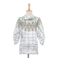 thumbnail image 3 of NOVICA Artisan Handmade Cotton Batik Tunic Top with Colorful Designs from Thailand Clothing White Multicolor Tunics Painted ' Batik Style', 3 of 8