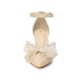 thumbnail image 6 of BLISSFUL STEP Women's Bow Knot Pointed Toe Block Heel Pumps Beige 8, 6 of 7