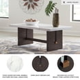 thumbnail image 3 of Signature Design by Ashley Burkhaus Traditional Rectangular Coffee Table with Marble Tabletop, Dark Brown & White, 3 of 6
