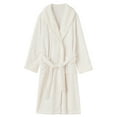 thumbnail image 2 of Women Maxi Bathrobe,Long Sleeve Plush Soft Shawl Collar Bathing Robe Waffle Plaid Cuff Plus Size Couples Casual Holiday Homewear Robe for Cold Weather Sleepwear,S-L White, 2 of 6