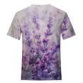 thumbnail image 4 of DondPO Women's T-Shirts Women's Awareness Shirt Purple Ribbon Floral Short Sleeve T Shirts Caring tops Shirts for Women Womens tops Brown L, 4 of 5