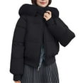 thumbnail image 3 of Women's Winter Parka with Fur Collar, Thickened Warm Puffer Style Cotton Coat, Thermal Short Jacket for Cold Weather, Classic Bomber Style Outerwear, Comfortable Casual Winter Jacket for Women Black, 3 of 5