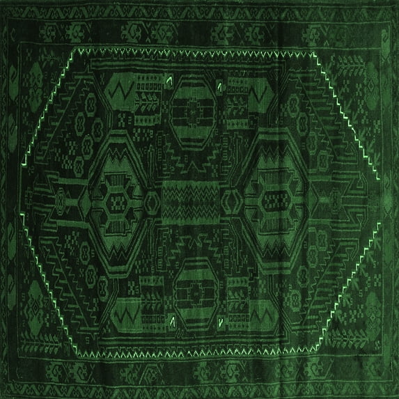 Ahgly Company Indoor Square Persian Emerald Green Traditional Area Rugs, 8' Square