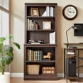 thumbnail image 3 of VAUXHILL & CO. Halston Multi-Depth Bookcase, Adjustable Storage Shelving Unit, Cherry, 3 of 10