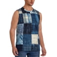 thumbnail image 2 of Fotbe Indigo Patchwork Quilt Men's Camiseta sin Mangas Estampada para Hombres, Playera Casual para Gimnasio, Entrenamiento, Playa-Medium, 2 of 7