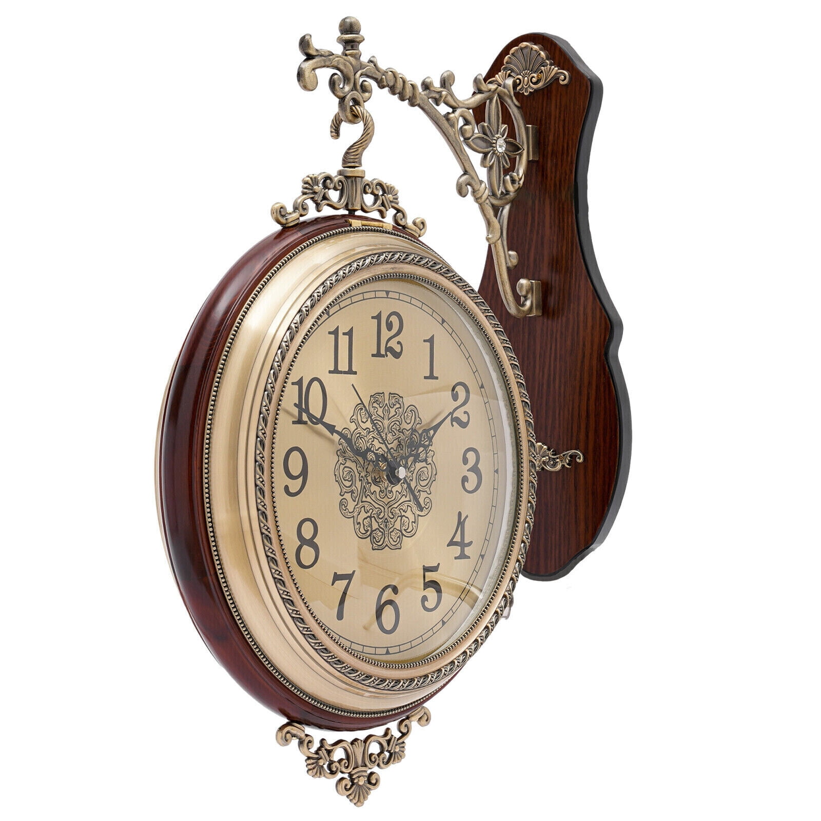 Double Sided 12" Wall Clock Antique Style  Wall Clock Vintage Wall-Mounted Clock with Silent Movement Wall Art Clock for Home Cafe Hotel