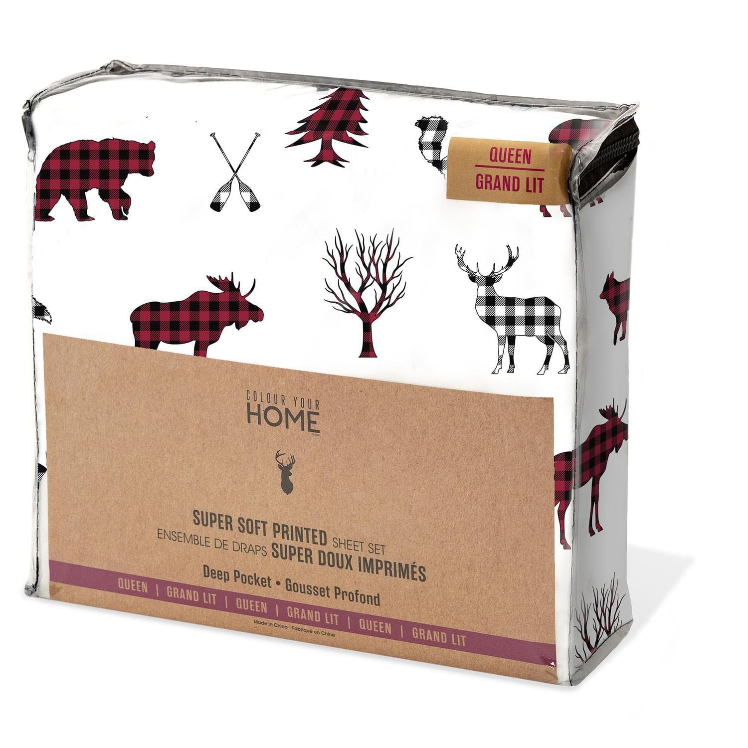 Safdie & Co. Sheet Set 4PC Q Printed Wildlife