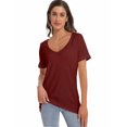 thumbnail image 2 of Womens Deep V Neck T Shirts Casual Short Sleeve Loose Fit Basic Fashion Tee, 2 of 6