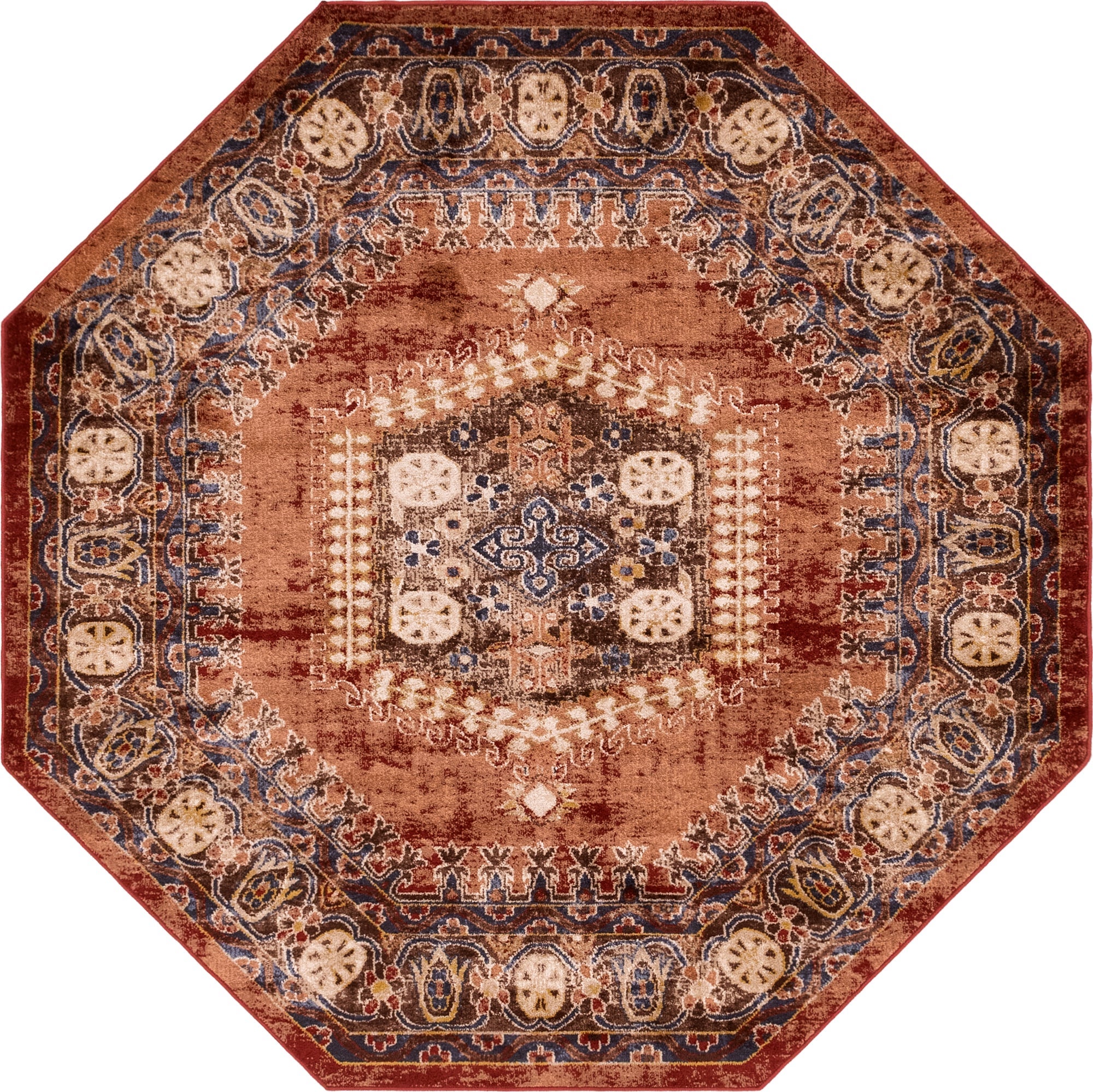 Eden Collection Rug 7 Ft Octagon Terracotta Medium Rug