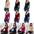 thumbnail image 2 of Womens Velvet Blouses Pullover Tops Shirts Casual Long Sleeve V-neck Office Work Blouses Tops Lady Camisoles, 2 of 9