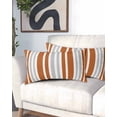 thumbnail image 2 of Burnt Orange Grey Stripe Pillow Covers King Size, Farmhouse Minimalist Striped Soft Bed Throw Pillowcases Breathable Cooling Long Lumbar Body Pillow Sham Cover for Bed Sofa 20''x40'', 2 of 7