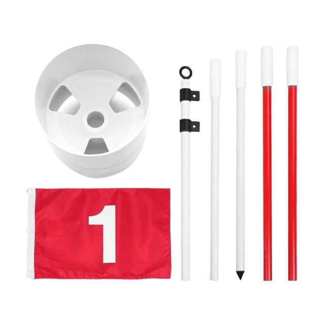 DYNWAVECA Drapeau Vert de Golf et Coupe avec Trou, Ensemble de Coupe avec Trou pour Drapeau de Golf, Pratique pour Alignement Intérieur Extérieur Guide de Golf Haute Coupe