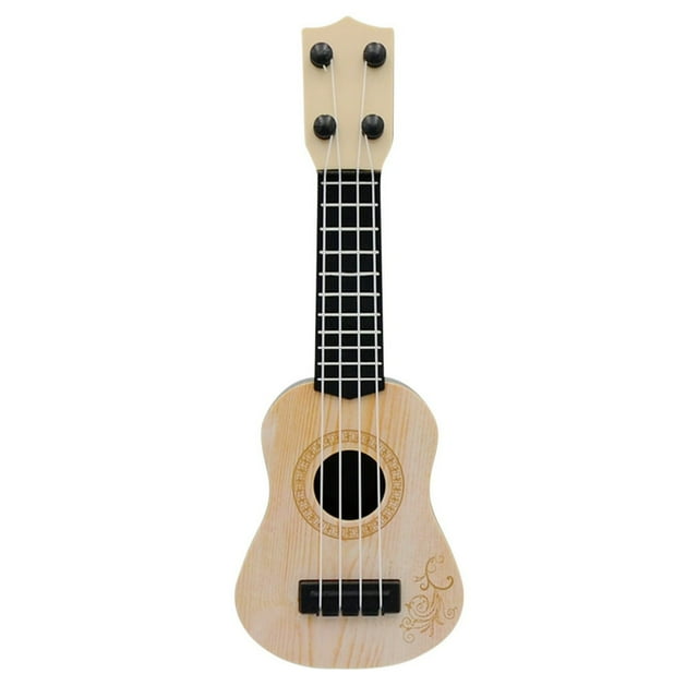 Kids Ukulele Toy Small Guitar Toy String Musical Instrument (Beige)
