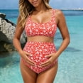 thumbnail image 6 of Gyujnb Maternity Two Piece Bikini Set Floral Print High Waist Square Neck Pregnancy Bathing Suit,L, 6 of 8