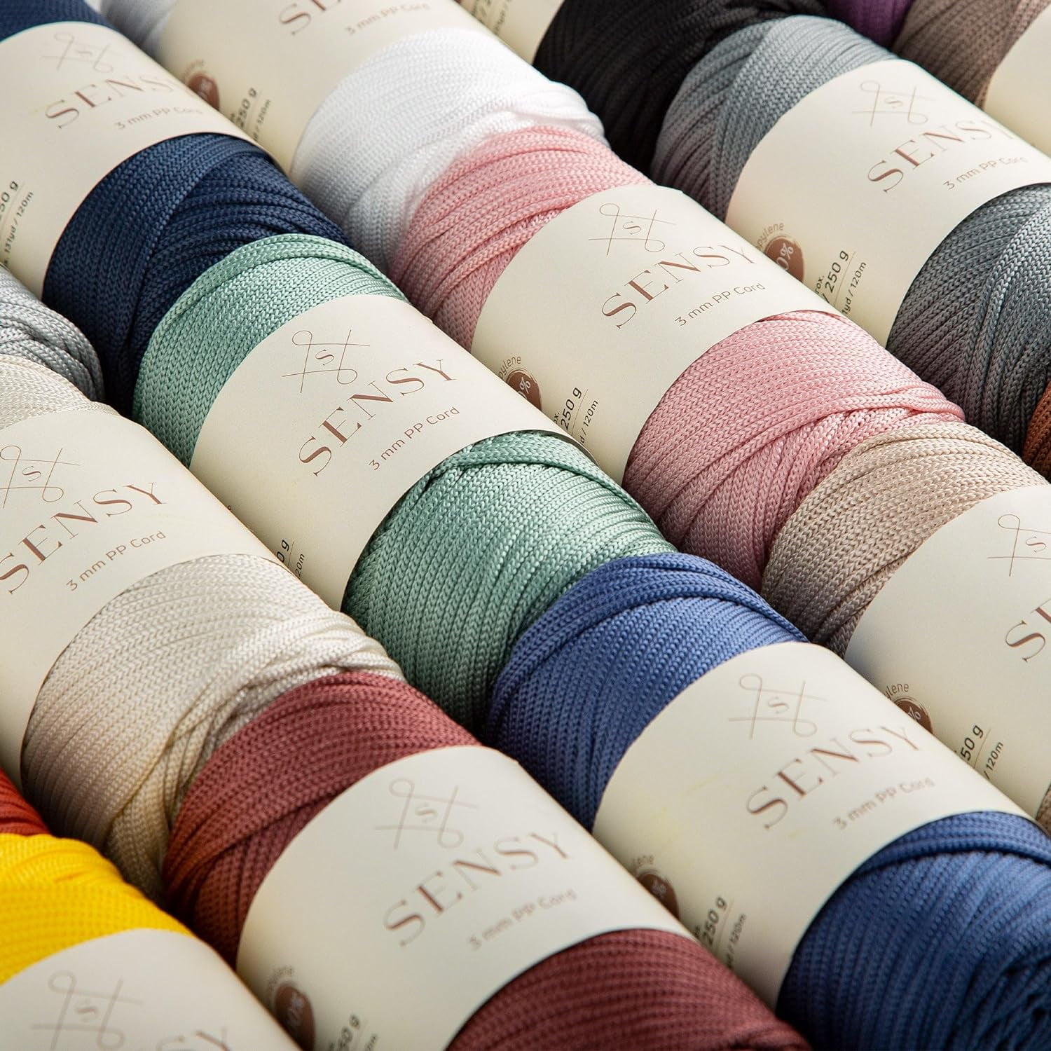 2 Skeins of Sensy Premium 3mm 131 Yards Polyester Rope 100% Polypropylene Cord Macrame Cord 3mm Crochet Bag Cord Macrame Rope Crochet Thread Gift for Knitter (Sage)