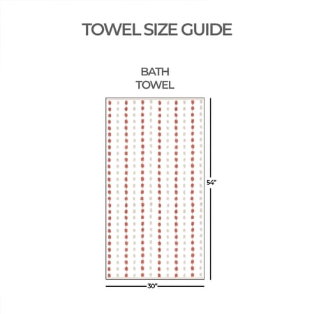 Mainstays Performance Cotton Bath Towel, Super Soft Quick Dry Fade Resistant, Teracotta Dot Pattern
