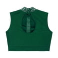 thumbnail image 5 of Aislor Kids Girls Sleeveless Shiny Rhinestone Lyrical Jazz Modern Ballet Dance Crop Tank Tops Shirt Dancewear Green 12, 5 of 7