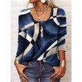 thumbnail image 1 of Camiseta holgada informal Retro para mujer, camisa de manga larga con botones y cuello redondo, estampado Floral geométrico, Tops para mujer 2022, 1 of 3