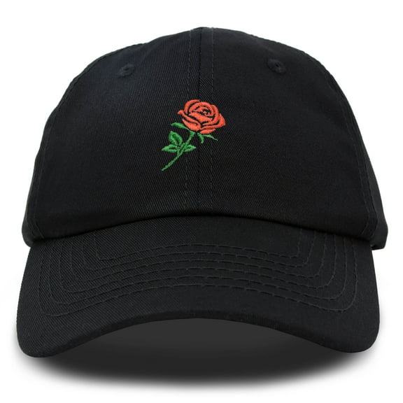 DALIX Red Rose Hat Premium Embroidered Baseball Cap Mens Womens in Black