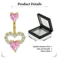 thumbnail image 2 of JUNWELL 14G Belly Button Ring Pink Heart Navel Rings Surgical Steel Belly Button Jewelry, 2 of 7
