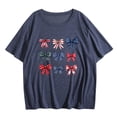 thumbnail image 4 of Mifsaly 4Th of July Cotton T-Shirts Women Red White and Blue Bows Graphic Patriotic Tees Crewneck Short Sleeve Independence Day Summer Top L, 4 of 4