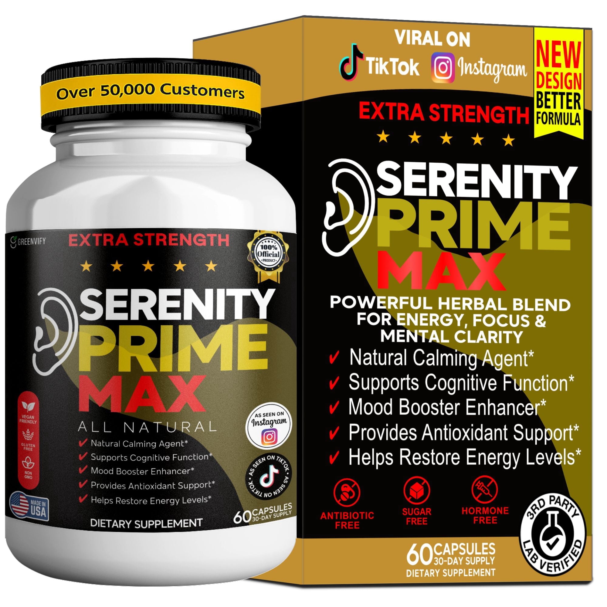 GreenVify Serenity Prime Max Daily Calm & Relaxation Support Supplement