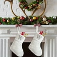 thumbnail image 5 of Kedshhgu Fuzzy White Christmas Stockings with Silver Letters Christmas Tree Fireplace Hanging Decoration for Christmas Gift Bags Seasonal Decorating Supplies, 5 of 7
