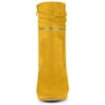 thumbnail image 6 of BLISSFUL STEP Women's Ankle Boots Faux Suede Round Toe Block Heel Side Zipper Dress Boots Yellow 6, 6 of 7