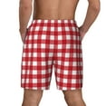 thumbnail image 2 of Haiem Red Checkboard Mens Swim Trunks with Compression Liner 2 in 1 Swimming Shorts Stretch Swimwear Quick Dry,Board Shorts-3X-Large, 2 of 9