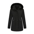 thumbnail image 6 of Breezora Women's Winter Mid Length Insulated Jacket Cozy Lined Large Collar Quilted Outerwear Coat L Size Black, 6 of 8
