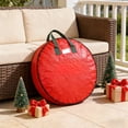 thumbnail image 3 of WeDecorBay Christmas Tree Storage Bag Durable Rattan Christmas Decoration Organizer with Sturdy Handle Compact Design Easy to Clean Holiday Essentials Storage Portable for Home Red, 3 of 6