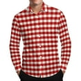 thumbnail image 3 of BiZtdJrK Dress Shirts for Men Christmas Plaid Long Sleeve Hawaiian Tshirts Regular Fit Button Down Blouse Business Work Tops, Red, XL, 3 of 9