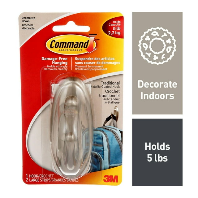 Command™ Traditional Decorative Hook 17053BN-C, Large