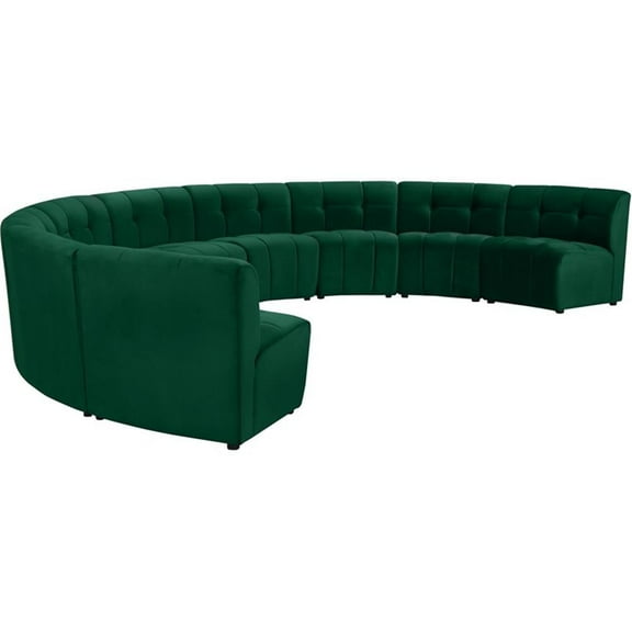Maklaine Contemporary Green Velvet Tufted Upholstered Modular 9 Piece Sectional Sofa