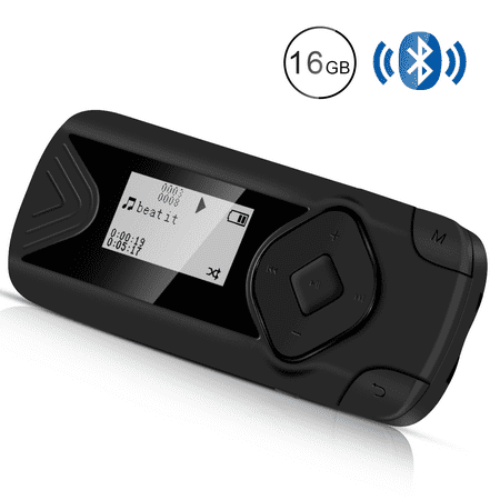 AGPTEK 16GB Bluetooth MP3 Player, Clip Lossless Music Player Supports Playlist FM Radio (Up to 128GB),R1S