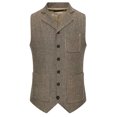 thumbnail image 2 of IROINNID Formal Vest for Men Single Breasted Dress Vest Turndown Collar Classic Top,Khaki, 2 of 9