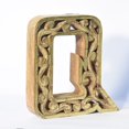 thumbnail image 2 of HANDMADE ECO-FRIENDLY "Q" WOOD ALPHABET LETTER BLOCK FOR WALL MOUNT & TABLE TOP DÉCOR- , Natural-Gold Foil Color, Traditional Design, Letter Block For Study Room, Kids Room, Living Room, Hall, Offices, 2 of 5