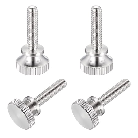 Uxcell 12Pcs M4x16mm Knurled Thumb Screws, 304 Stainless Steel Flat Head Thumb Screws with Shoulder Grip Knobs, Hand Tighten Bolts Fasteners - Machine Mounting Use, Silver