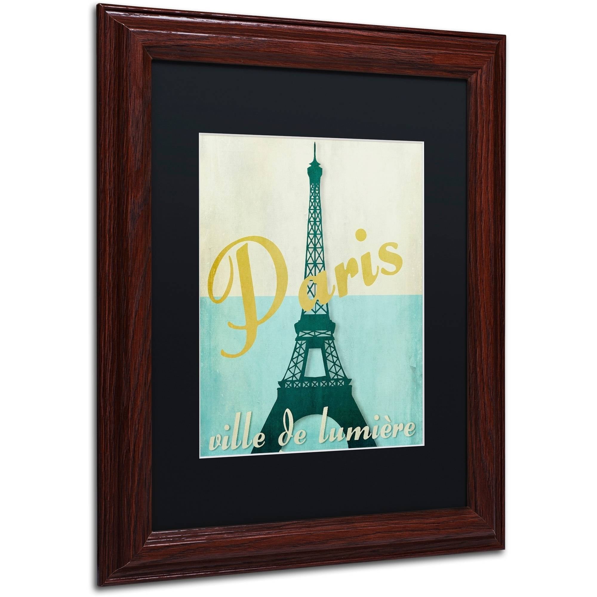 Trademark Fine Art "Paris City of Light" Canvas Art by Color Bakery Black Matte, Wood Frame